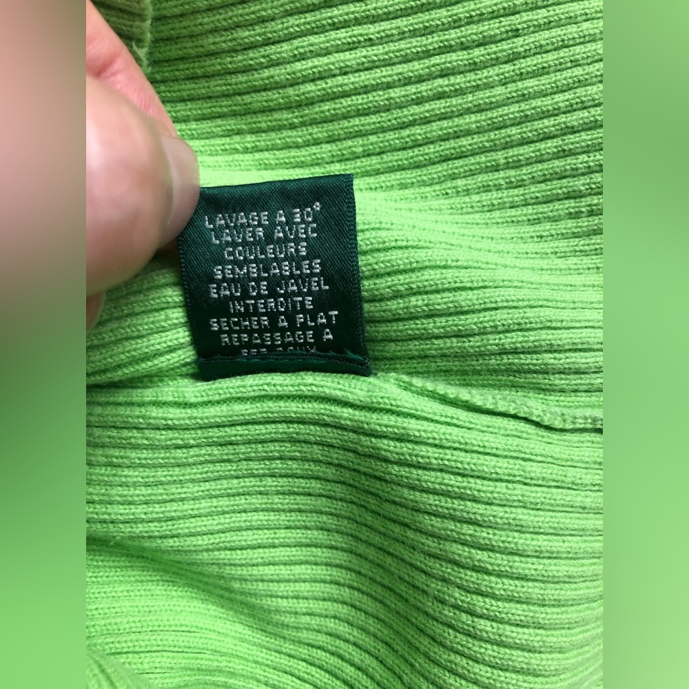 Lauren Ralph Lauren Neon Green Turtleneck Sweater Size Medium - Picture 10 of 10